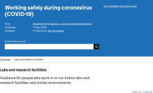 Working safely during coronavirus (COVID-19): Labs and research facilities